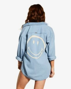 Hot Sale 🔥 Billabong X Smiley Down The Coast Long Sleeve 👚 Shirt SMILEY WASH 🌟 -Color of the season Shop abjwt00402 billabongw gep0 bck1 1