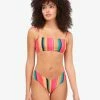 New ✔️ Billabong Stripes For Daze Bandeau 👙 Bikini Top MULTI 🎉