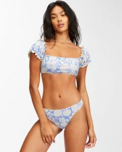 Discount 🤩 Billabong Beyond The Blue Puff Sleeve Crop 👙 Bikini Top SALT CRYSTAL 😉 -Color of the season Shop abjx300448 billabongw scs frt1 1