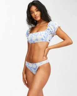 Discount 🤩 Billabong Beyond The Blue Puff Sleeve Crop 👙 Bikini Top SALT CRYSTAL 😉 -Color of the season Shop abjx300448 billabongw scs sd1 1