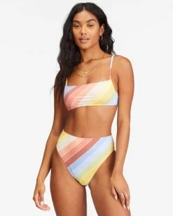 Outlet 🤩 Billabong Brighter Daze Square Ruched Bralette 👙 Bikini Top MULTI 🤩 -Color of the season Shop abjx300605 billabongw mul frt1 1