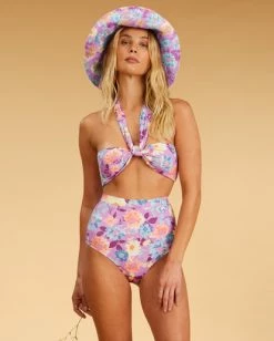 Best Sale 🤩 Billabong Salty Blonde Halleys Garden Wrap Halter 👙 Bikini Top MULTI 🎁 -Color of the season Shop abjx300638 billabongw mul frt1 1