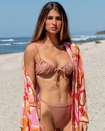 Promo 👏 Billabong Starry Eyes Ruched Triangle 👙 Bikini Top SWEET CHOCOLATE 😉