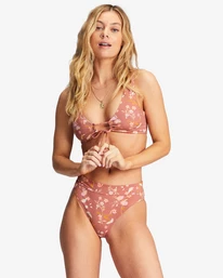 Best deal ⭐ Billabong Whisper To Me Front-Tie Tank 👙 Bikini Top SWEET CHOCOLATE 🔔