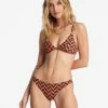 Promo 🛒 Billabong Cross Step Charlie Fixed Triangle 👙 Bikini Top BRICK 🌟 -Color of the season Shop abjx300709 billabongw brk frt1