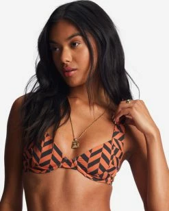 Cheapest 🤩 Billabong Cross Step Emma Underwired 👙 Bikini Top BRICK 💯 -Color of the season Shop abjx300710 billabongw brk dtl1 1