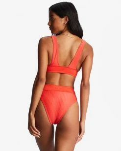 Cheapest 🔥 Billabong Lined Up Remi Plunge Triangle 👙 Bikini Top BRIGHT POPPY 🥰 -Color of the season Shop abjx300733 billabongw rne0 bck1 1