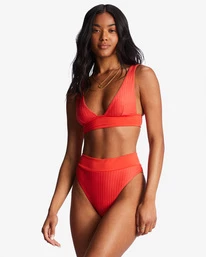Cheapest 🔥 Billabong Lined Up Remi Plunge Triangle 👙 Bikini Top BRIGHT POPPY 🥰 -Color of the season Shop