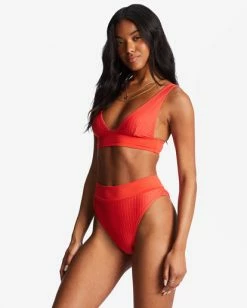 Cheapest 🔥 Billabong Lined Up Remi Plunge Triangle 👙 Bikini Top BRIGHT POPPY 🥰 -Color of the season Shop abjx300733 billabongw rne0 sd1 1