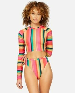 Discount 🔥 Billabong Stripes For Daze High-Waist Maui Rider 👙 Bikini Bottoms MULTI 🔥 -Color of the season Shop abjx400395 billabongw mul frt1 1