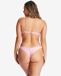 Budget 🛒 Billabong Daisy Craze Tanga Low-Rise 👙 Bikini Bottoms PINK LADY ⭐