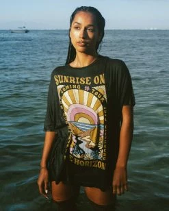 Buy 🎉 Billabong On The Horizon Oversized Graphic T-Shirt OFF BLACK 😉 -Color of the season Shop abjzt00423 billabongl ofb frt1 1