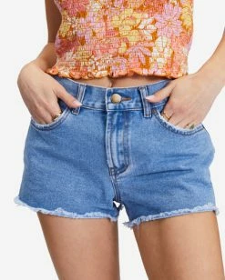 Cheap 👍 Billabong Drift Away Frayed Denim Shorts COSTA BLUE 👍 -Color of the season Shop j251ubdr billabongw cta dtl1 1