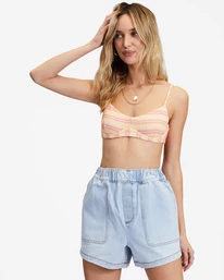 Best Pirce 😉 Billabong The Strand Elastic Waist Denim Shorts LIGHT BLUE ✔️