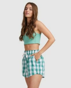 Cheapest 😀 Billabong Steph Claire Smith Bluesky High-Waist Elastic Shorts TEAL ❤️ -Color of the season Shop ubjns00129 billabongw tea sd1 1