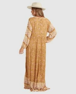 Top 10 🧨 Billabong Shine On Eco Maxi 👗 Dress MUSTARD ⭐ -Color of the season Shop ubjwd00168 billabongw mus bck1 1