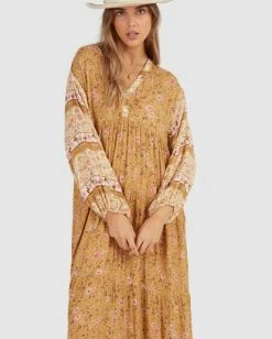 Top 10 🧨 Billabong Shine On Eco Maxi 👗 Dress MUSTARD ⭐ -Color of the season Shop ubjwd00168 billabongw mus dtl1 1