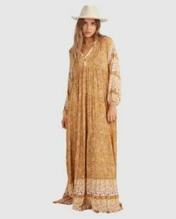 Top 10 🧨 Billabong Shine On Eco Maxi 👗 Dress MUSTARD ⭐ -Color of the season Shop ubjwd00168 billabongw mus frt2 1