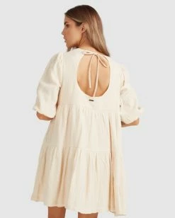 Buy ⭐ Billabong Valentine Tiered Mini 👗 Dress SALT CRYSTAL 🎁 -Color of the season Shop ubjwd00171 billabongw scs bck1 1