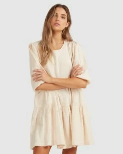 Buy ⭐ Billabong Valentine Tiered Mini 👗 Dress SALT CRYSTAL 🎁 -Color of the season Shop ubjwd00171 billabongw scs frt2 1