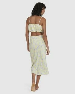 Flash Sale ⌛ Billabong Tempest Midi 👗 Skirt LEMON LIME 🔔 -Color of the season Shop ubjwk00120 billabongw lml bck1 1