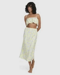 Flash Sale ⌛ Billabong Tempest Midi 👗 Skirt LEMON LIME 🔔 -Color of the season Shop ubjwk00120 billabongw lml frt1 1