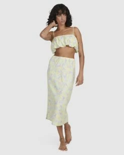 Flash Sale ⌛ Billabong Tempest Midi 👗 Skirt LEMON LIME 🔔 -Color of the season Shop ubjwk00120 billabongw lml frt2 1