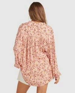 Buy 🔥 Billabong Shine On Eco Long Sleeve Blouse PINK ⌛ -Color of the season Shop ubjwt00121 billabongw pnk bck1 1