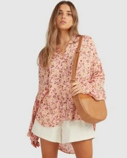 Buy 🔥 Billabong Shine On Eco Long Sleeve Blouse PINK ⌛ -Color of the season Shop ubjwt00121 billabongw pnk frt1 1