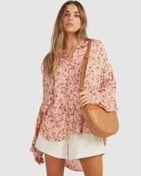 Buy 🔥 Billabong Shine On Eco Long Sleeve Blouse PINK ⌛