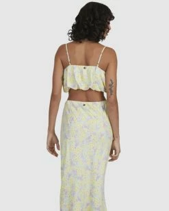 Buy 👍 Billabong Tempest Floral Crop Top LEMON LIME 🔥 -Color of the season Shop ubjwt00123 billabongw lml bck1 1