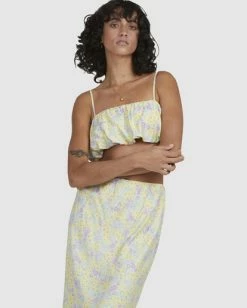 Buy 👍 Billabong Tempest Floral Crop Top LEMON LIME 🔥 -Color of the season Shop ubjwt00123 billabongw lml frt1 1